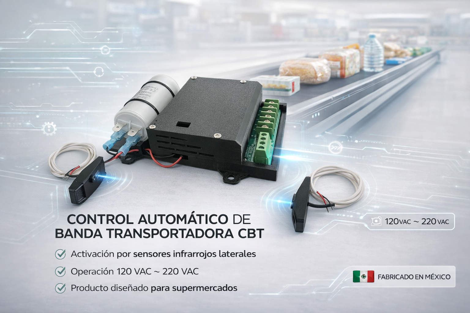 Control automático para banda transportadora de check out CBT