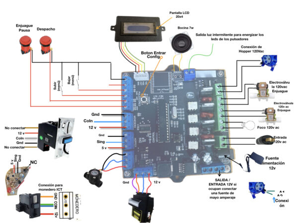 Tarjeta despacho de agua para valvula 120v A GRANEL