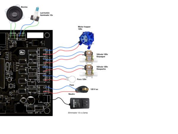 Tarjeta despacho de agua para valvula 120v A GRANEL